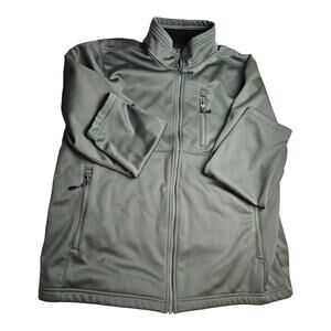 Swiss Tech Jacket Mens Large GREEN Full Zip Soft Shell Windproof Fleece Lined‎